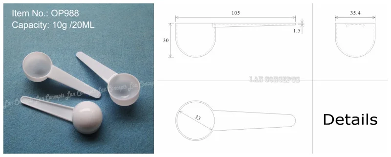 10g 20ml plastic measuring scoop small PP spoon white 6A1