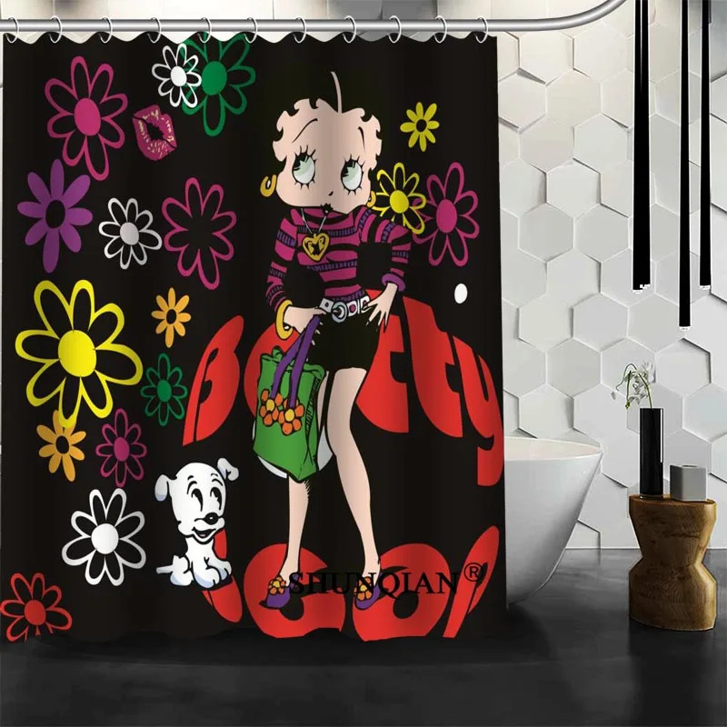 Best хороший обычай Betty Boop душ Шторы Для ванной Шторы Водонепроницаемый Ткань Ванная комната Шторы больше размер a6.1-37