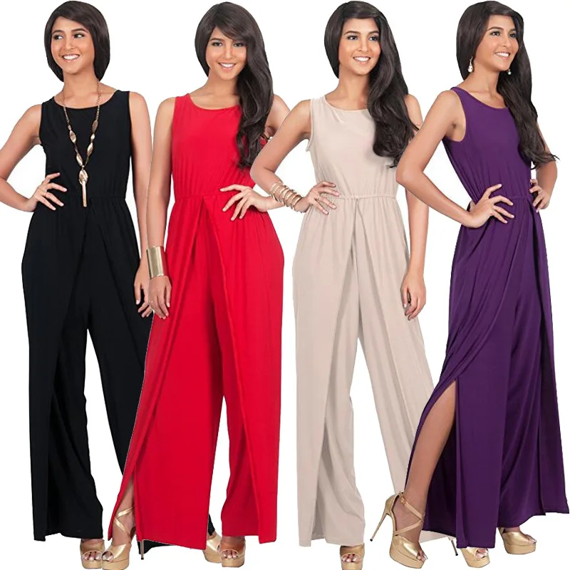 

New Summer 2019 Elegant Jumpsuit Women O-Neck High Waist Black Jumpsuit Women Casual Streetwear Loose Sexy Women Wide Leg Pants