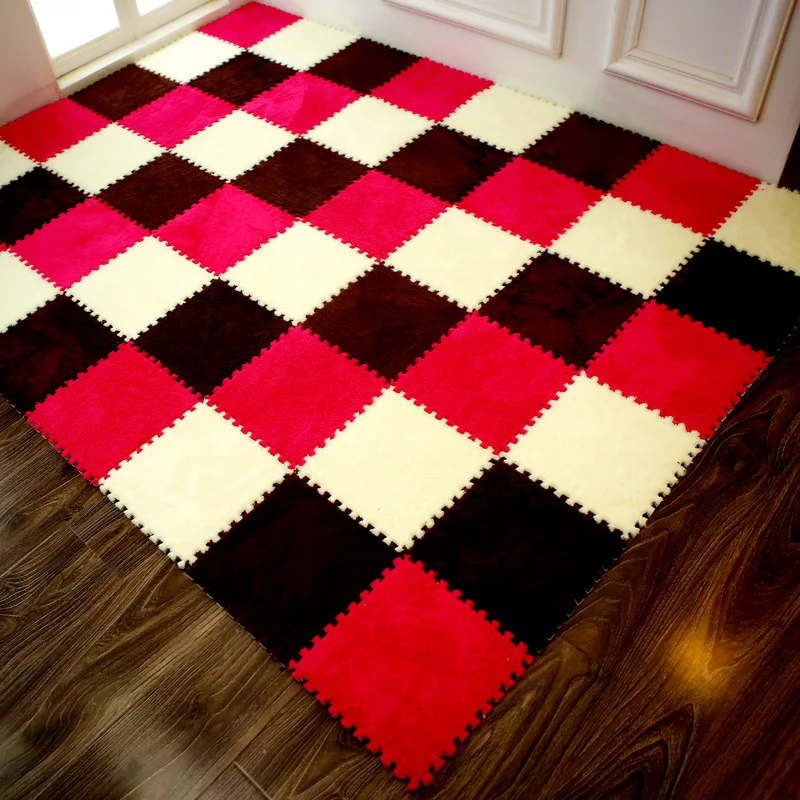 30x30 см EVA пена DIY Пазл Коврик длинные волосы пушистый коврик лобзик плюшевый