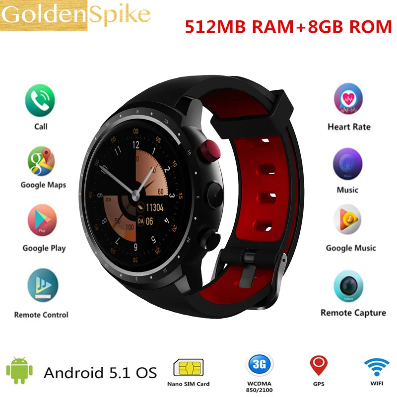 

Z18 GPS Watch PK KW99 Android 5.1 Smart Watch Men 3G MTK6580 8GB Bluetooth SIM WIFI Phone Heart Rate Monitor Wearable Devices