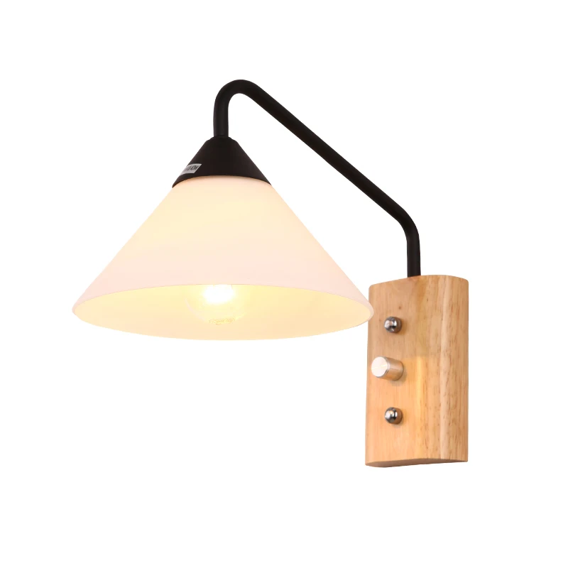 

Modern Nordic Sconce Wood Wall Lights Fixtures LED Black White Wall Lamp Down for Home Lighting Indoor Bedside Stair Bedroom