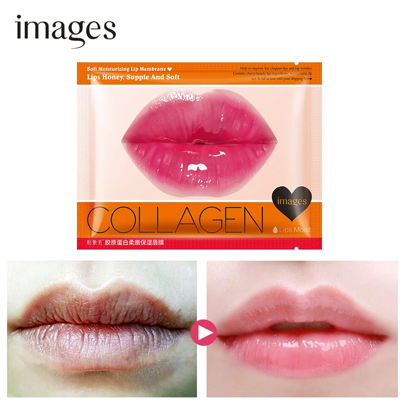 

IMAGES 5PCS New Women Collagen Lip Mask Anti Ageing Wrinkle Patch Pad Gel Repairing Moisturizer Lip Care vitamin C Nourishing