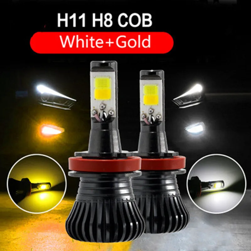 2pcs H8 H11 Dual Color Auto Fog Lights Car Led Bulb font b Lamp b font