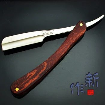 

N06 Straight Edge Razor Folding Shaver Knife Barber Razor Wooden Handle Facial Hair Eyebrow Beard Shave Shaving Tool