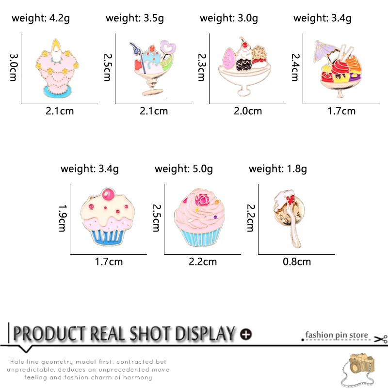 Мультфильм еда мороженое Кубок брошь в виде торта Сладкий Эмаль Булавка металлический значок рубашка рюкзак шляпа нагрудные булавки и Броши Модные ювелирные изделия