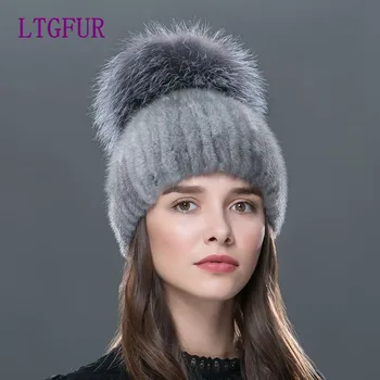 

LTGFUR 2019 Russia luxury top grade ladies fur caps fashion elegant beanies high-end female cap genuine mink fur