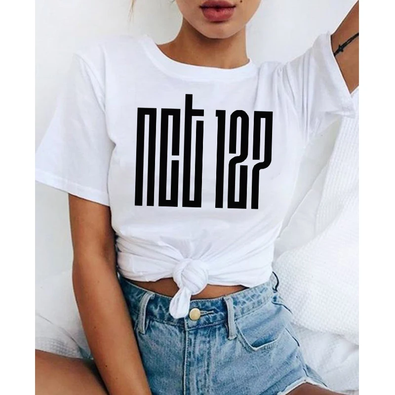 Ateez nct 127 женская одежда ikon loona Женская Корейская футболка с графическим принтом Футболки mamamoo top stray kids tee shirt blackpink - Цвет: nct3--B