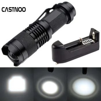 

CASTNOO Q5 LED Flashlight for 14500 AA Battery Torch 1200LM with Universal Battery Charger