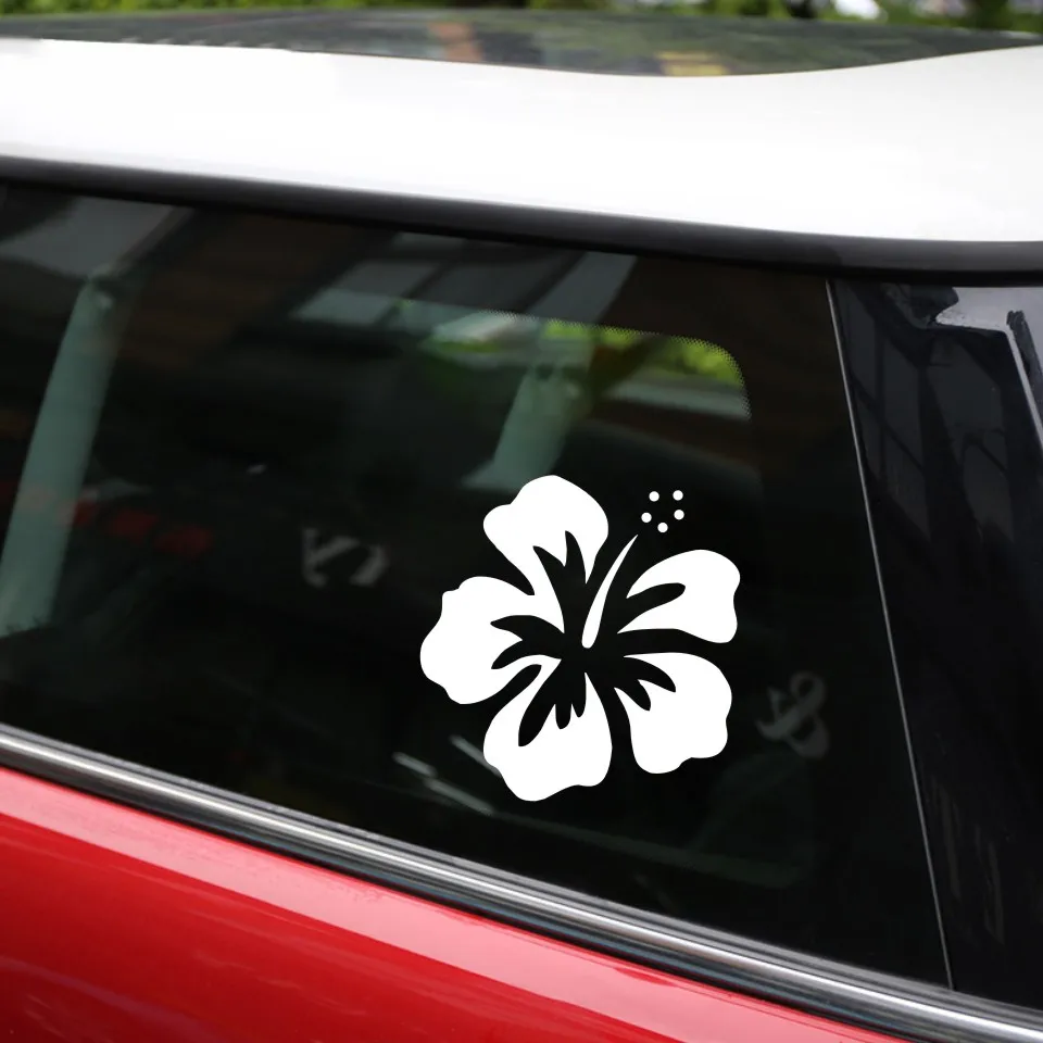 Cunymagos Hawaiian Hibiscus Flower Vinyl Stickers Car Styling Decal Fashion Creative Car Window Auto Motorcycle Sticker 1313cm (7)