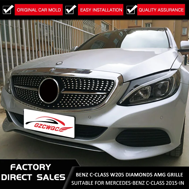 

C Class W205 ABS Material AMG Diamond Front Grille For Mercedes Benz C180 C200 C250 C350 C400 C450 ordinary not Sporty 2015-IN
