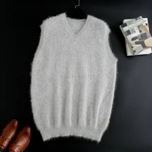 Новые мужские терморукава без рукавов, кашемировый трикотажный свитер из Ангольской норки,. S1885