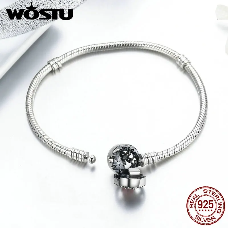 WOSTU, 925 пробы, серебряный поэтический браслет и браслеты для женщин, подходят для DIY, подвески, бусины, оригинальные ювелирные изделия, подарок FBS919