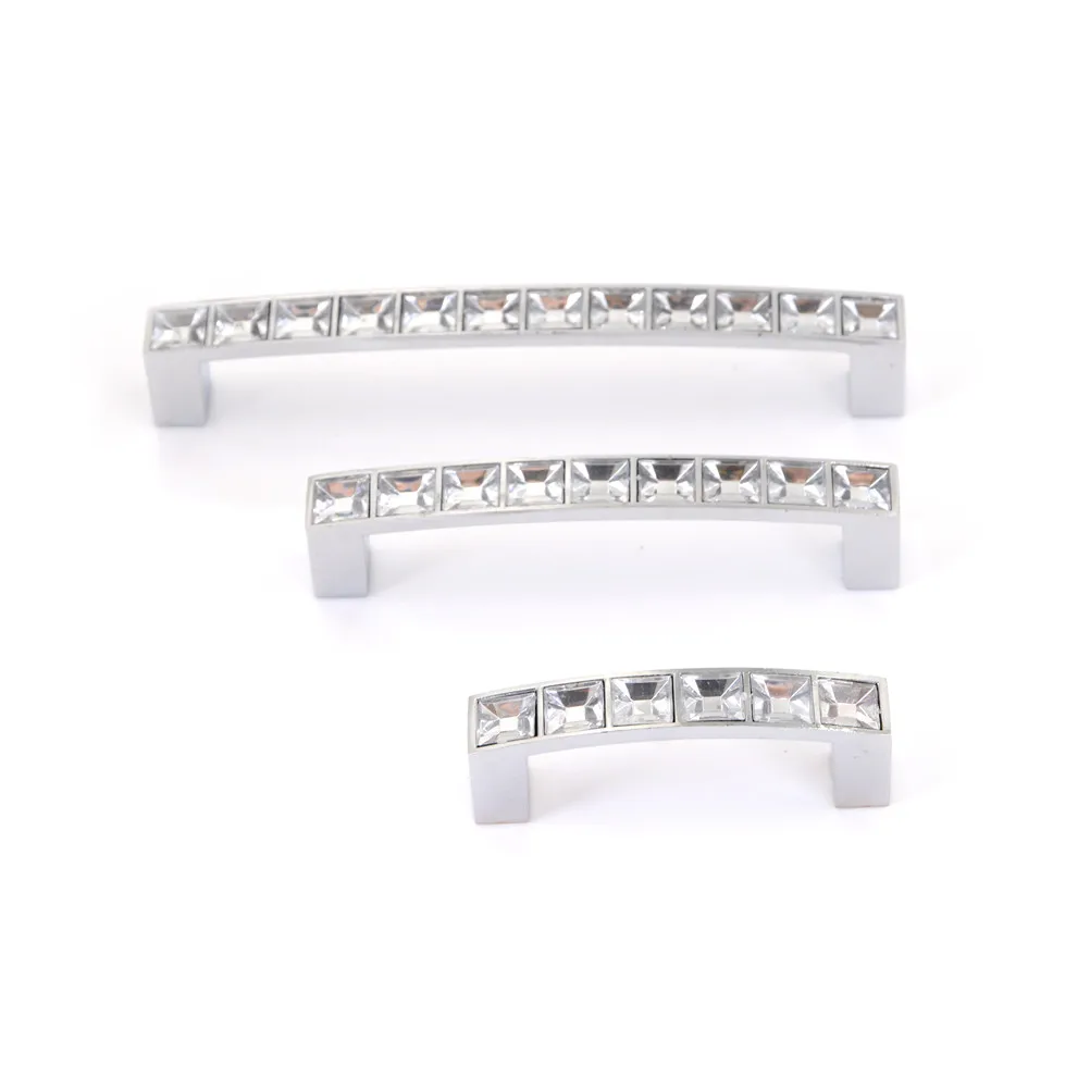 

Real Kitchen Handles Puxadores Hole Pitch 64mm, 96mm, 128mmm Modern Crystal Glass Handle Drawer Knob Furniture Pulls Cabinet