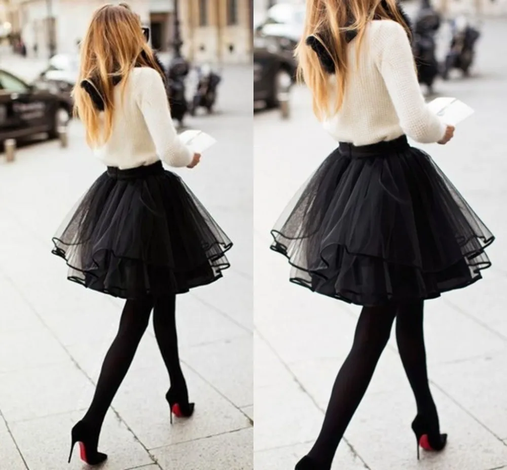 black puffy skirt outfit