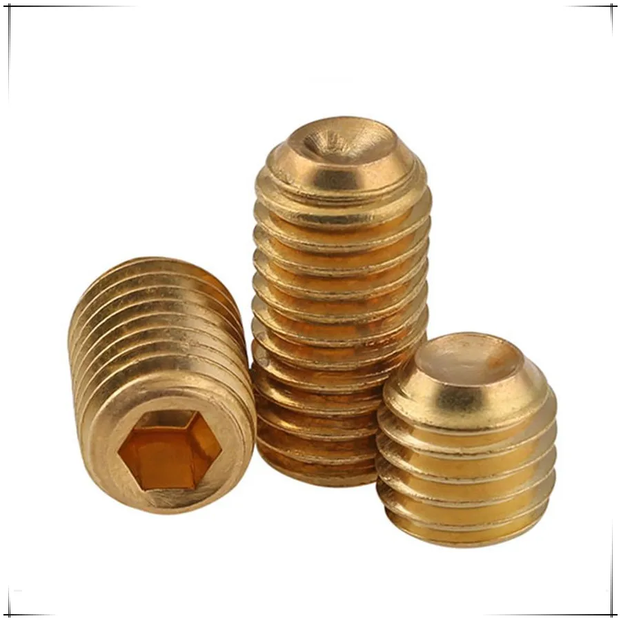 

M8 M10 DIN913 Brass Hexagon Socket Set Screws With Flat Point 50pcs/lot