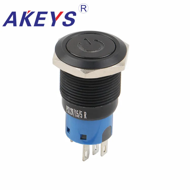 PX19B-P11Z-Power-A Momentary Latching Press Button 19mm Push Switch Black Shell