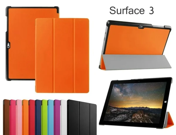 

3-Folder Ultra Thin Slim Sleeve Magnetic Folio Stand Leather Skin Case Smart Cover For Microsoft Surface 3 1645 Surface3 10.8