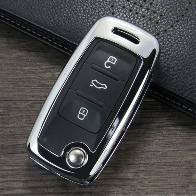 

1set Key Case For Car Styling For VW Bora Jetta MK6 Tiguan MK2 Polo Skoda Yeti Rapid Octavia Fabia 2016 2017 2018 Car Key Rings