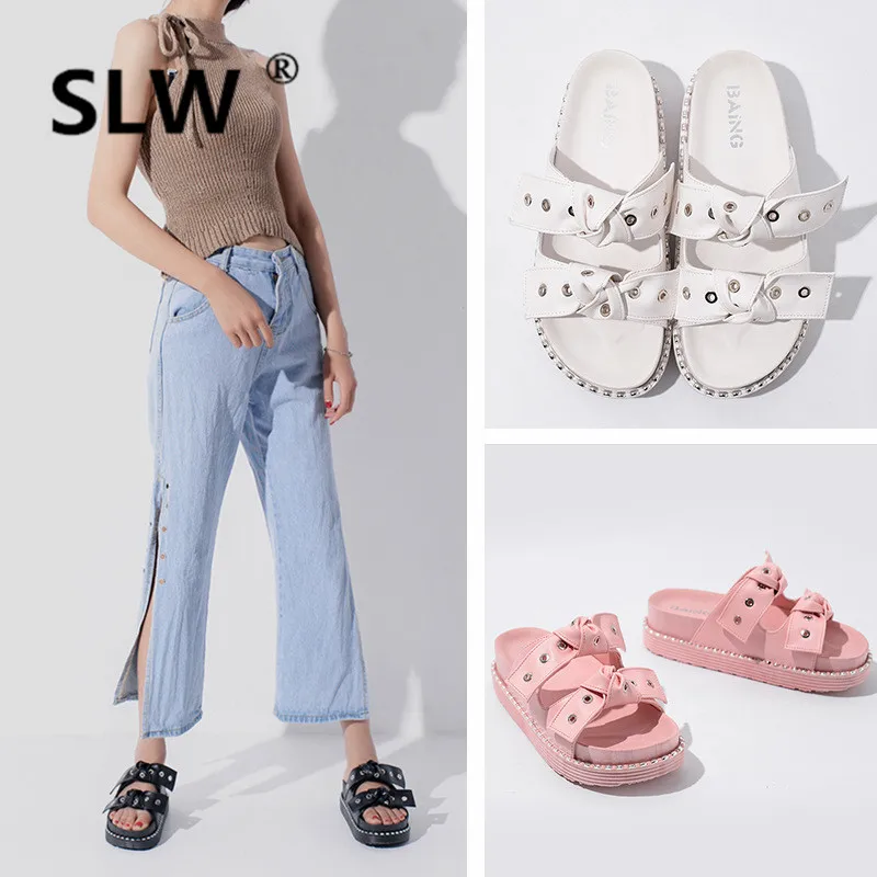 

Wedges summer wedge women Slides Med Casual Butterfly-knot slipper creeper woman Leisure sandals slides lady slippers ladies