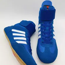 35~ 46 профессиональная боксерская борцовская обувь для wo мужчин на шнуровке тренировочные сапоги для боя мужская резиновая подошва дышащая обувь HW062