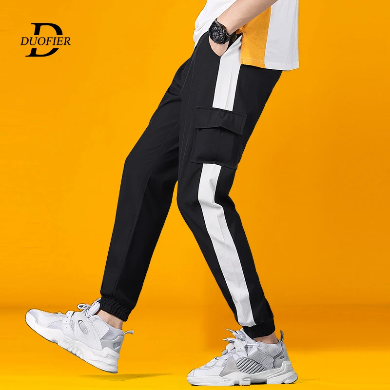 

2019 Men Jogging Pants Autumn New Hip Hop Street Trousers Mens Casual Loose Solid Side Stitching Pencil Sweatpants Gym Clothing
