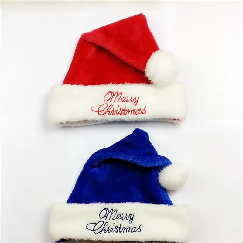 

1pc Christmas Hats Thicker Embroidered Merry Christmas Red Blue Caps For Kids XMAS Decor New Year's Gifts Home Party Supplies