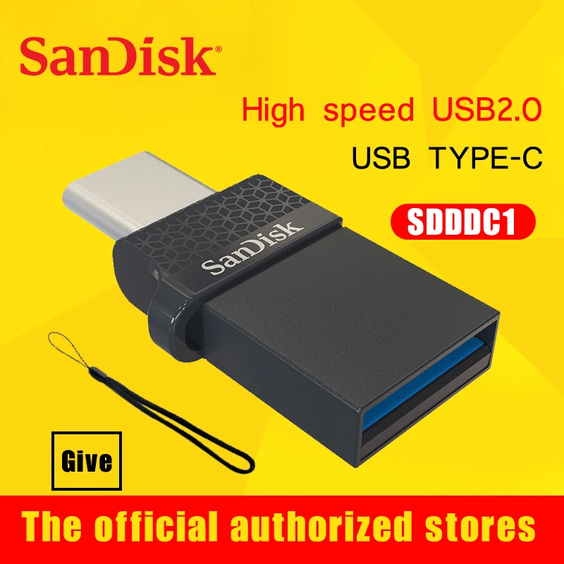 SanDisk USB флеш-накопитель Ultra Dual накопитель OTG type-C флеш-накопитель 2,0 usb 32 Гб 64 Гб 128 ГБ для смартфонов или ПК планшетный компьютер