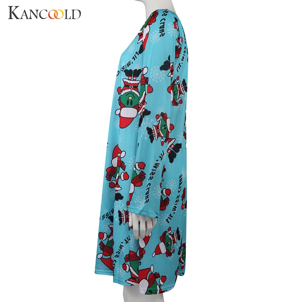 KANCOOLD 2017 Autunno Inverno Pupazzo Di Neve di Natale Lucky Star di Stampa Vestito Donne O-Collo Manica Lunga Mini Abiti oct31 KANCOOLD 2017 Autunno Inverno Pupazzo Di Neve di Natale Lucky Star di Stampa Vestito Donne O-Collo Manica Lunga Mini Abiti oct31