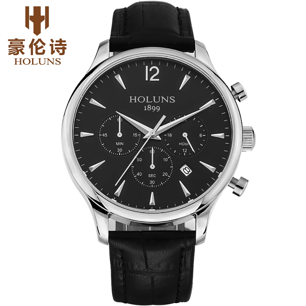 

HOLUNS Waterproof Mens Watches Top Brand Luxury 24 hour Date Quartz Watch Man Leather Sport Wristwatch for Male Clock