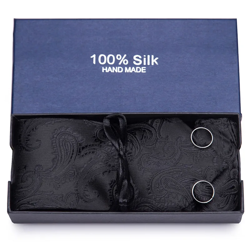 

Mens Ties 40 Styles Tie Hanky Cufflink Set Men's Business Gift Ties For Men Black Paisley Ties Men wedding party Free Shipping