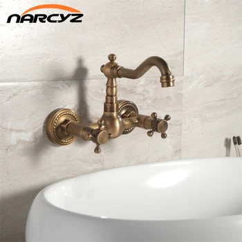 

Kitchen Faucet Antique into the Wall Mounted Dual Handle faucet Hot and Cold pairs of wall-mounted rotary bathtub Faucet AF1043