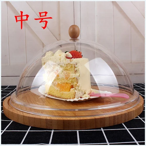 Деревянная крышка для торта в скандинавском стиле, прозрачная акриловая круглая подставка для тортов десертов, демонстрационная подставка для дома, кухни, украшения торта - Цвет: C
