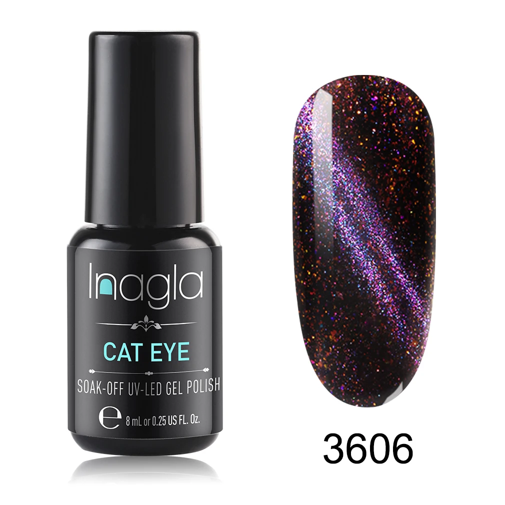 Inagla 8 мл Galaxy лак для ногтей DIY блестящий дизайн ногтей УФ-лампа эффект галактики кошачий глаз Гель-лак для ногтей длинный последний 3D магнитный лак - Цвет: 3606