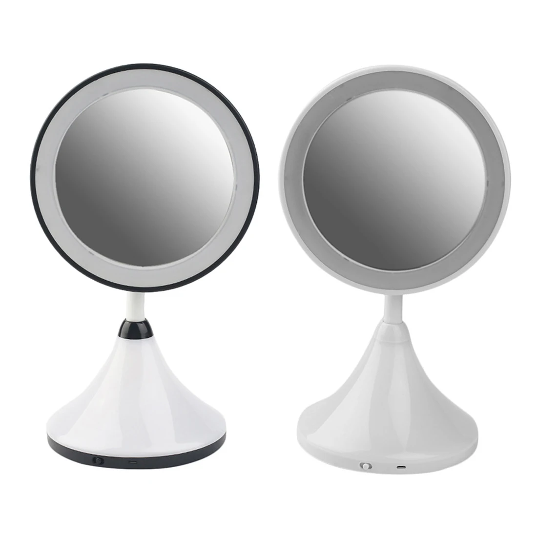 

New Design Simple Make Up Mirror with LED Light Table Lamp Desktop Black White Make-up Tools