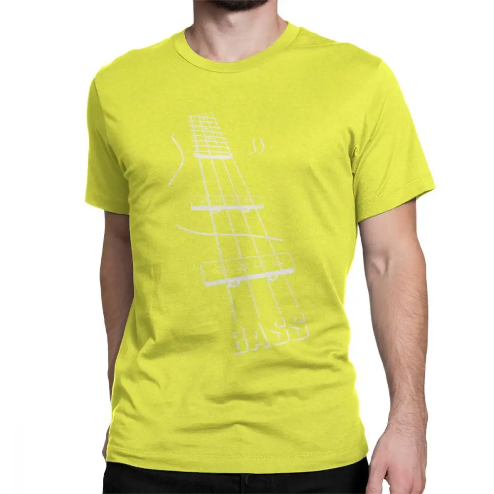 Мужская футболка с бас-гитарой, короткий рукав,, модные футболки с вырезом лодочкой, хлопковая одежда, подарок на день рождения, футболка - Цвет: Цвет: желтый