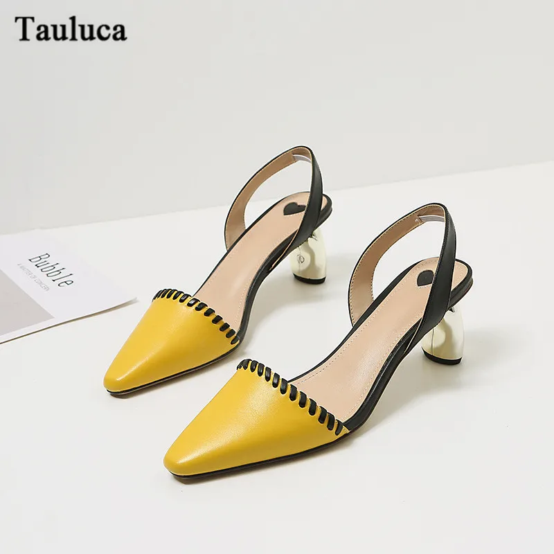 

Summer Square Toe Female High Heel Slingback Sandals Fashion Sexy Luxury Women Sandal Heart Genuine Leather Shoes Strange Heels