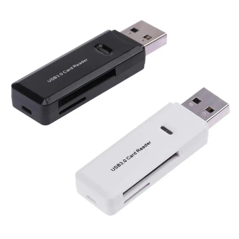 Мини USB 3,0 высокая скорость кардридер Поддержка Micro SD TF SD MMC XC карта со светодиодный ным индикатором считыватели карт памяти черный белый