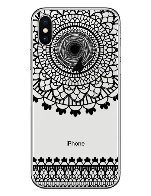 Мягкий силиконовый чехол для iPhone SE 5 5S 6S 6Plus 7 7Plus 8 8Plus роскошный с кружевным цветком