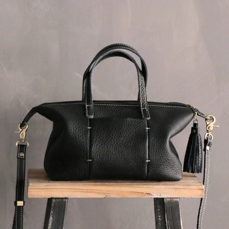 

WOONAM Fully Handmade Genuine Top Grain Calf Leather Bag Women Fashion Medium Shopper Tote Handbag WB532