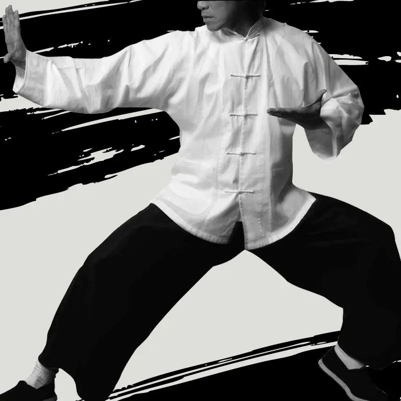 Брюс Ли Винтаж Китайский крыло Чун Кунг фу Униформа боевых искусств Тай Чи костюмы Классический хлопок куртка