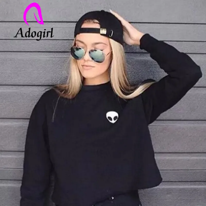

Adogirl saucer man pattern thick winter hoodies women 3D print croptops warm loose women hoodies Unseasonal clearance outfits
