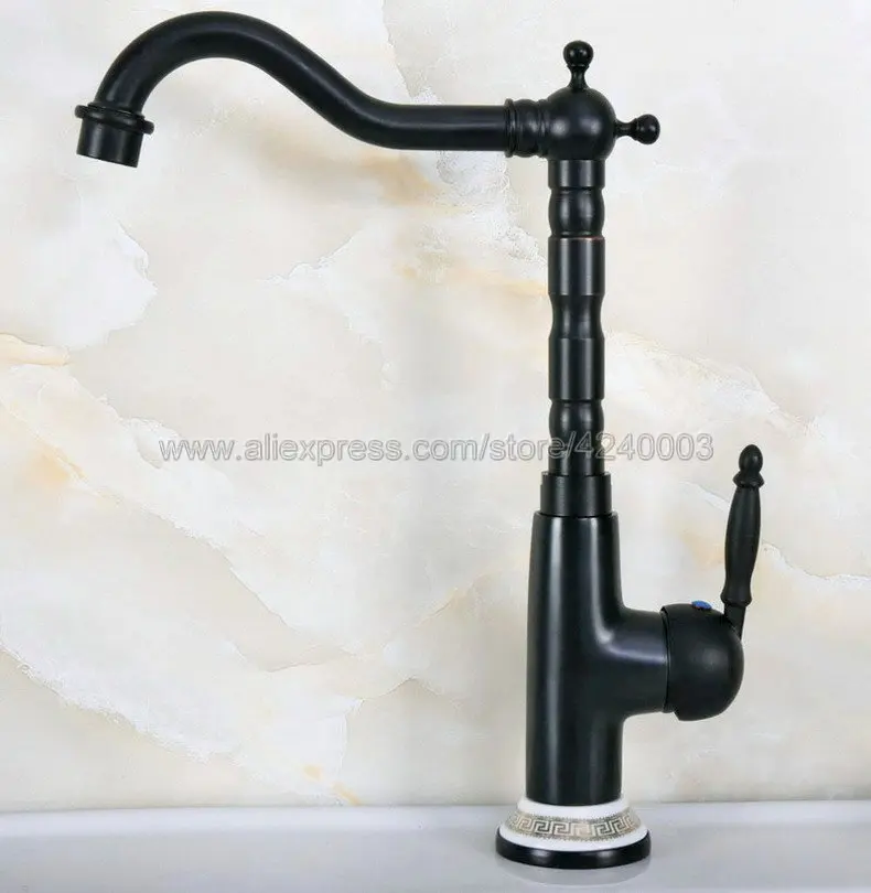 Black Oil Rubbed Brass Swivel Kitchen Sink Faucets Basin Faucet Mixer Tap Knf358 