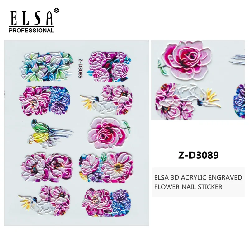 ELSA 25 дизайнов Водные Наклейки слайдер Лето джунгли цветок попугай Флора водяной знак наклейки для ногтей украшения обертывания маникюр - Цвет: Z-D3089