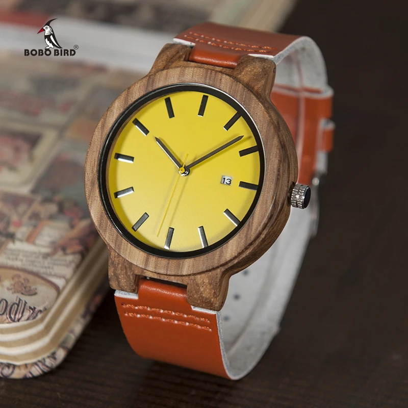 BOBO BIRD Wood Watches Timepieces for Men Women Wooden Watches Leather Strap Quartz relogio masculino C-O09 DROP SHIPPING