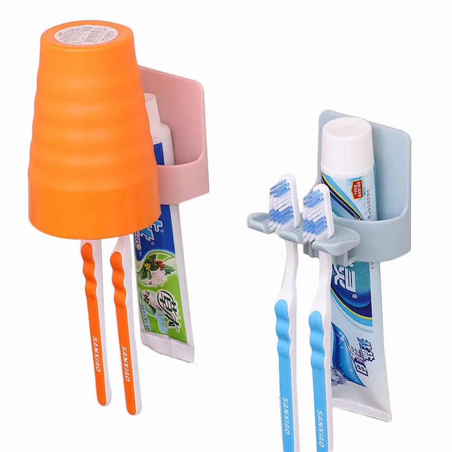 

Plastic Toothbrush Holder Rack 2 Stages Hanger for Toothbrush Toothpaste Washing Cup Stand Rack Bathroom Organizer