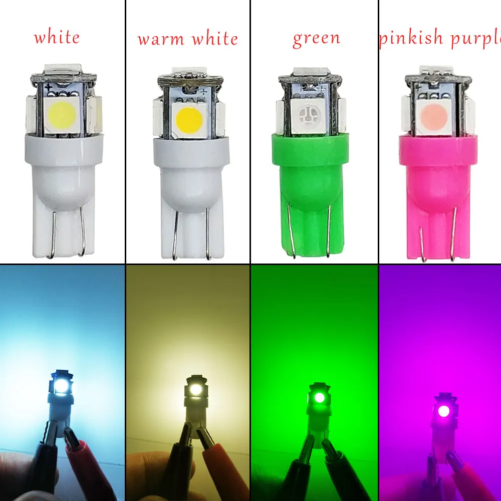 Ampoule LED W5W Violet / Fucshia / LED T10 Violet 5 LEDS 💡