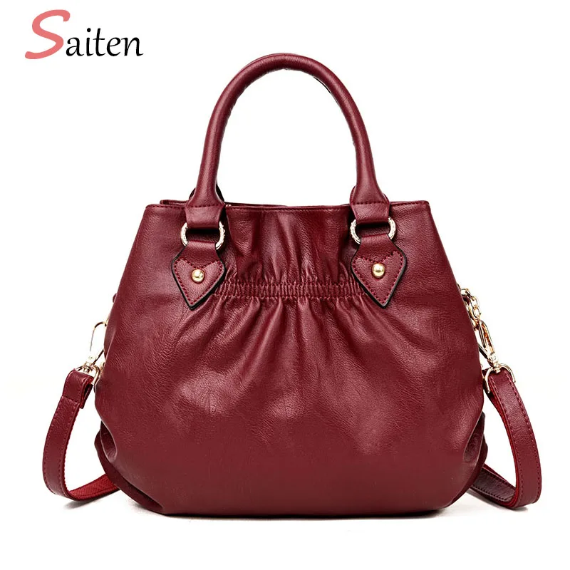 

Saiten High Quality PU Leather Women Handbags 2018 Luxury Brands Medium Crossbody Bags For Women bag Ladies casual tote bags Sac