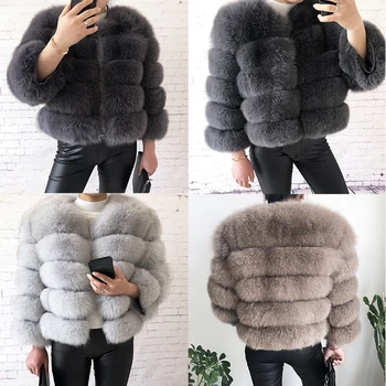 2021 new style real fur coat 100% natural fur jacket female winter warm leather fox fur coat high quality fur vest Free shipping 1
