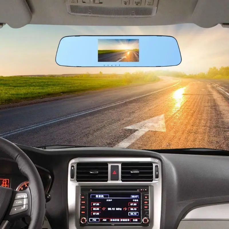 

Car DVR/Dash Camera Dual Lens 720P HD 4.3in Touch Screen Car Rearview Mirror DVR Camera Dash Car Camera Video Recorder